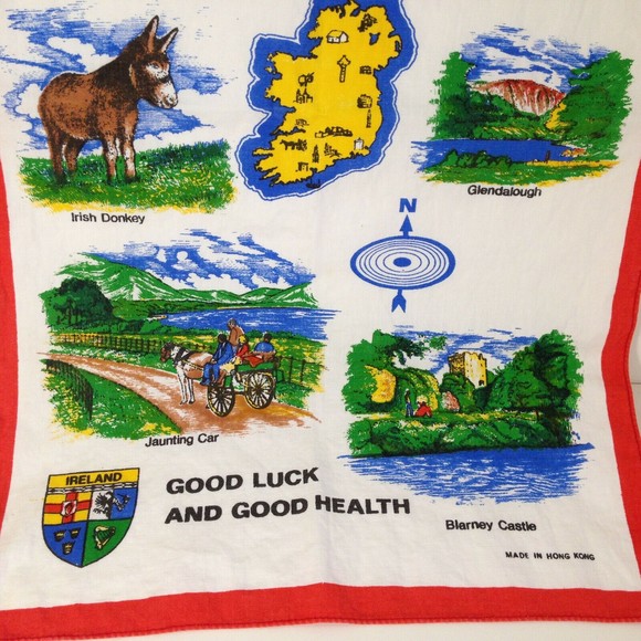 Vintage Ireland Bar Tea Hand Towel Kitchen Table Souvenir 15.5 x 26" - Picture 4 of 5